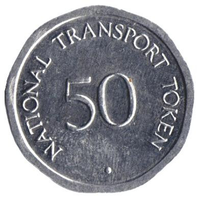 Эдинбургский замок. Транспортный жетон. 50 пенсов. 1990-е гг., Великобритания.