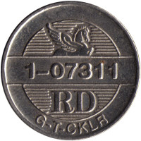 Рекламный жетон журнала "Ридерз дайджест" ("Reader's Digest"). Сталь. RD 1-07311. Франция.